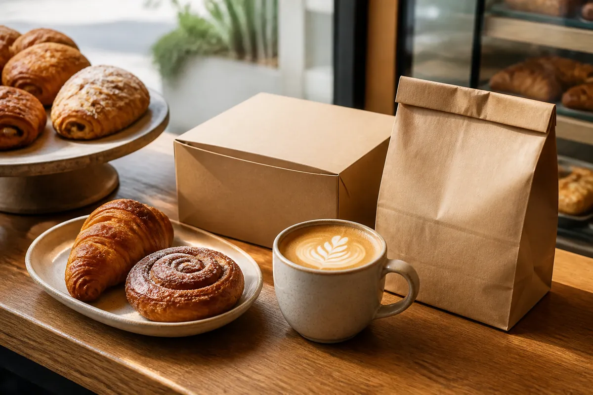 Momento de café y pan para llevar